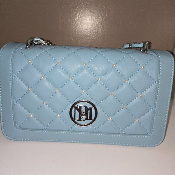 Badgley Mishka Diamond quilted with pearl front flap, and silver Hardware